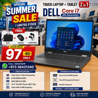 DELL Core i7 8th Gen 2 in 1 Touch Laptop+Tablet 14" Touch 360* Screen