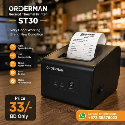 Brand New ORDERMAN Receipt Thermal Printer Very Good Working Only In 3
