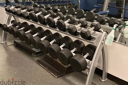 dumbbells set with rack