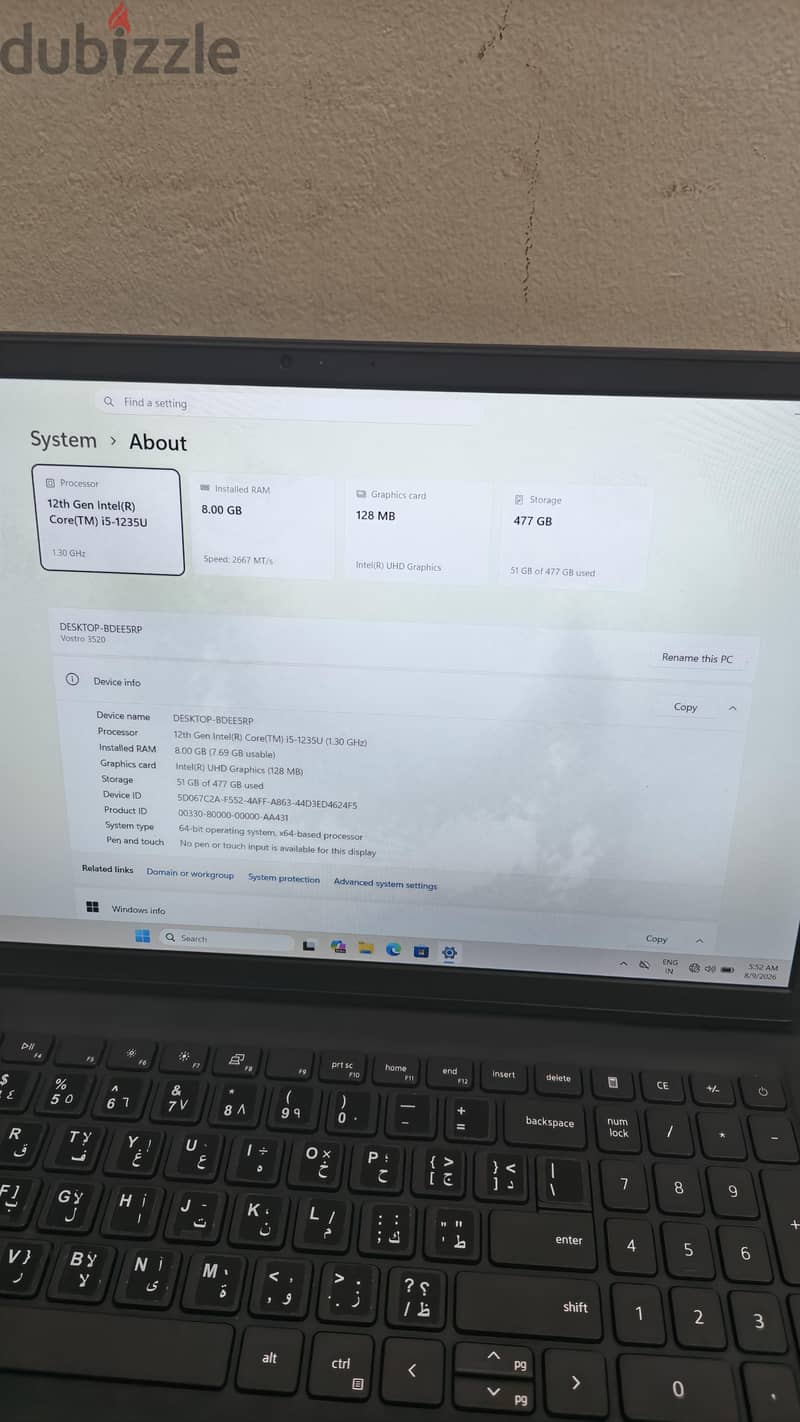Dell vostro 3520  i5 12 th gen 16 gb ram  in mint condition for sale 8