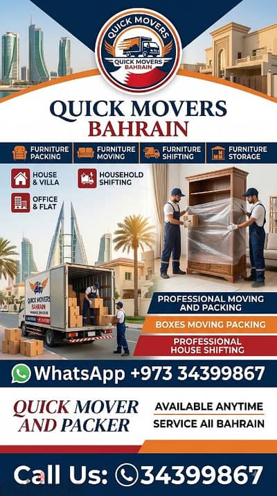 MOB; 34399867 House Flat Villa Company Home Moving and Packing Bahrain