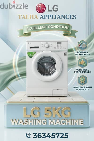 LG 5KG Excellent Condition Very Good Performance With Warranty 48BD