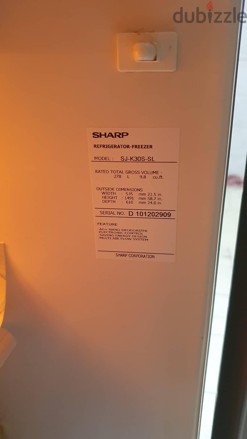 Sharp SJ-K30S-SL Double Door Fridge Freezer – 278 Liters 1
