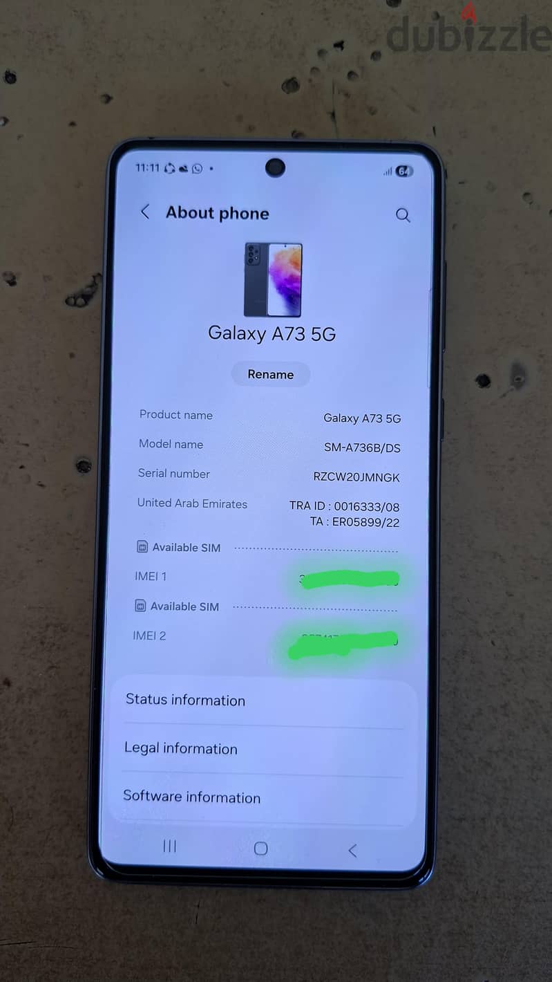 Samsung  galxy A73 5G GB256 8+6 ARM 1