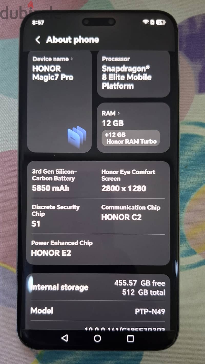 Excellent condition Honor Magic 7pro 12gb ,512 gb dual sim 6