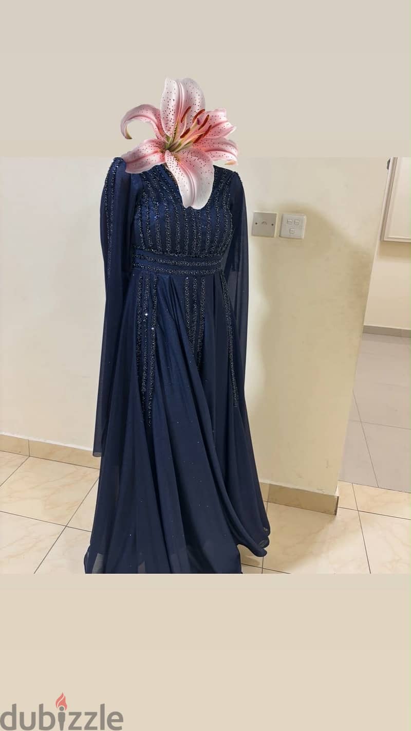 A worn twice navy blue party dress 1