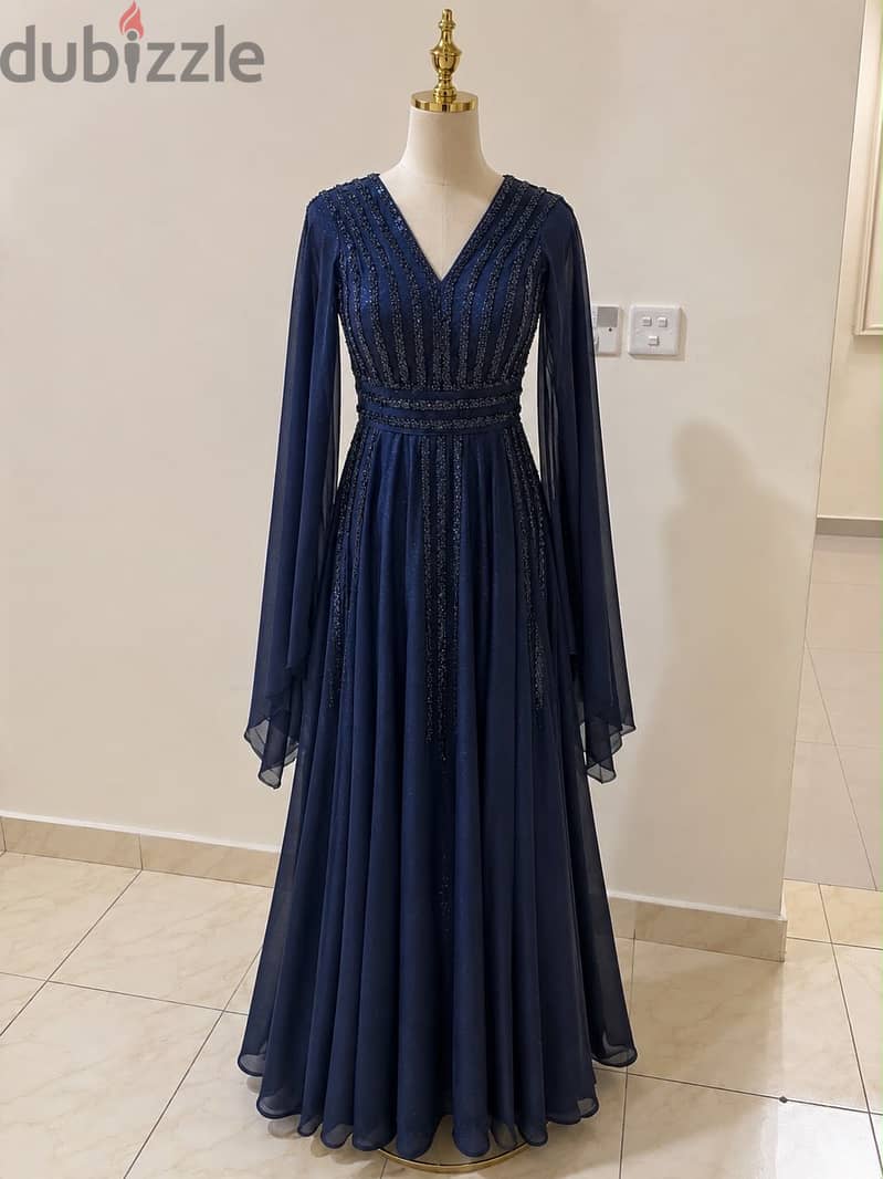 A worn twice navy blue party dress 2