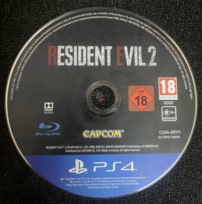 RESIDENT EVIL 2 ONLY FOR 1 BD FOR SALE THERE ARE SCRATCHES
