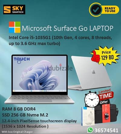 Microsoft Surface Laptop 10th Gen Core i5 Touch Screen 12.4"Display