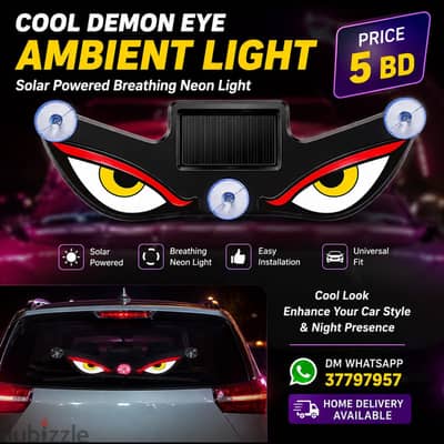 COOL DEMON EYE AMBIENT LIGHT  Solar Powered • Breathing Neon Light