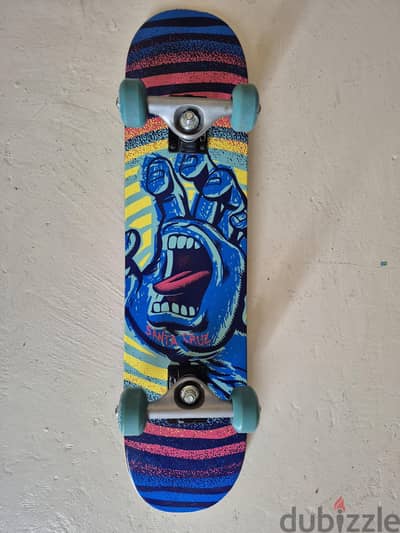 Santa Cruz Screaming Hand Skateboard with Slime Balls Wheels