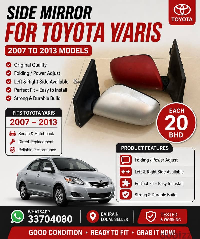 electric folding mirrors Corolla 2008 to 2013 orignal 1