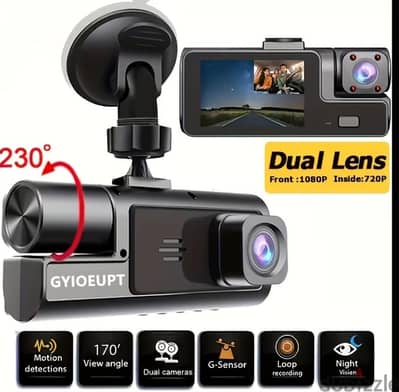 Dual-lens Dashcam, High-definition 1080P Front Camera 720P
