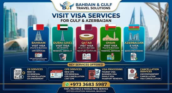 tourist visit visa for Bahrain, Dubai,Qatar, Kuwait,Saudi