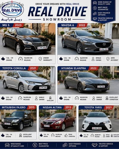 MG5, MAZDA 6, COROLLA 2.0, ELANTRA, PAJERO, ALTIMA, YARIS 1.5