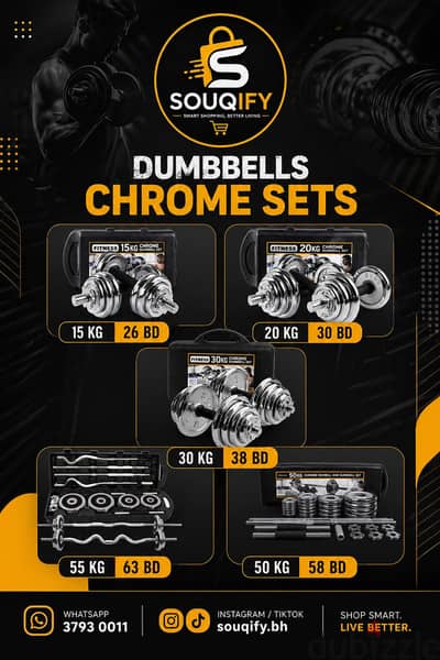 Premium Chrome Dumbbell and Barbell Sets – High Quality