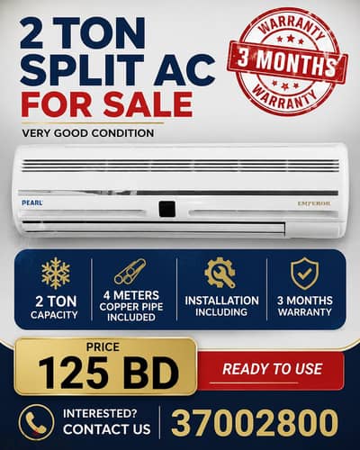 split ac 2 to pearl for sale with fixing