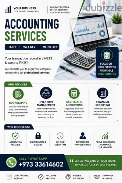 Accounting, Auditong, Bookeeping, VAT & ESR filing