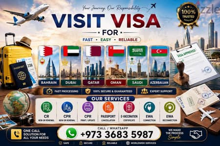 tourist visit visa for Bahrain Dubai Qatar Kuwait Oman saudi