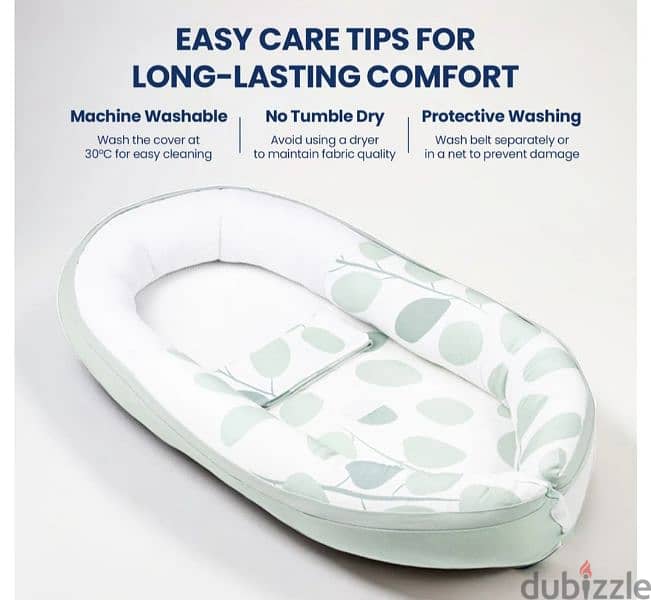 Doomoo Cocoon Baby Nest - Leaves Aqua Green 1