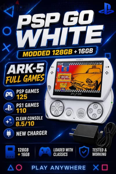 PSP GO WHITE MODDED 128GB + 16GB