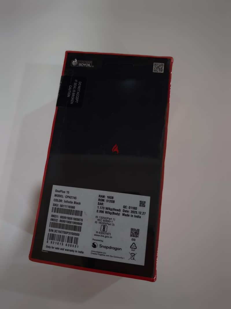OnePlus 15, 16 GB RAM, 512 GB Storage, Color Infinite Black 1