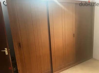 classic wooden sliding doors wardrobe, And TV console