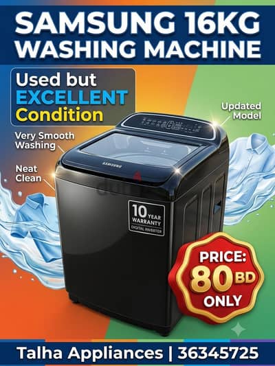 Samsung 16KG Very Good Machine Only 80BD With Warranty