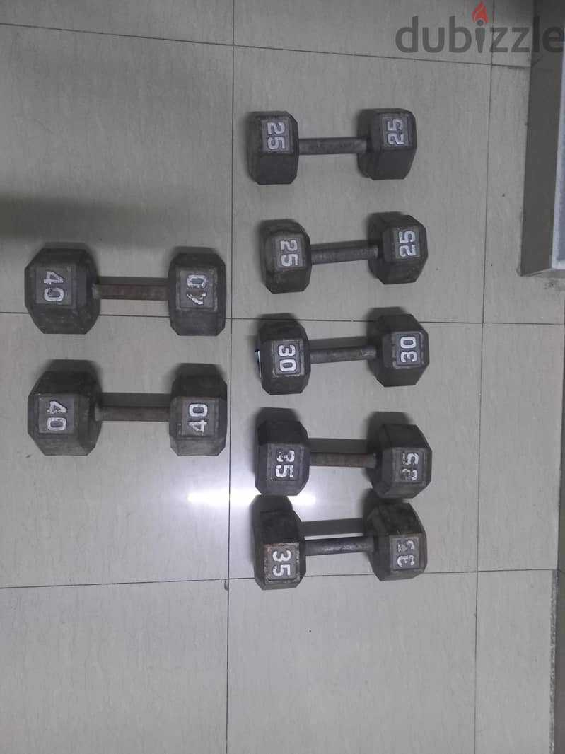 55kg Dumbells and bar set 4