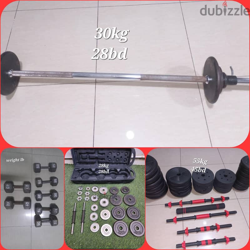 55kg Dumbells and bar set 5