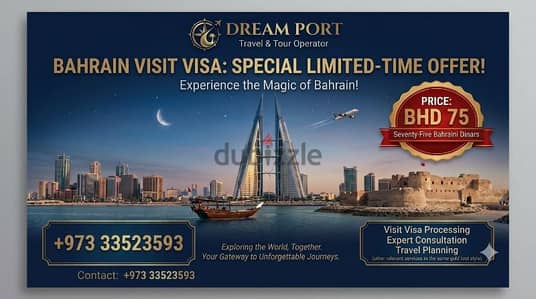 Bahrain Visit Visa Service - BHD 75 | Dream Port Travel