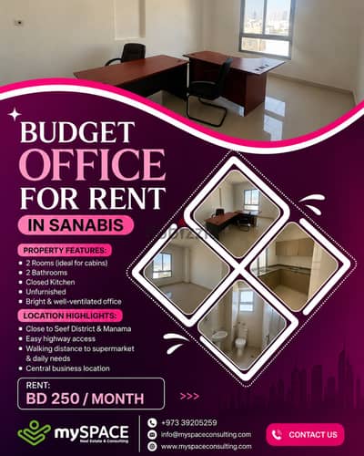 BUDGET OFFICE FOR RENT IN SANABIS | PRIME LOCATION