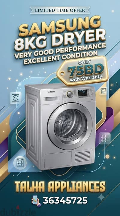 Samsung Drayer 8KG Very Neat Clean Look Like New With Warranty 78BD