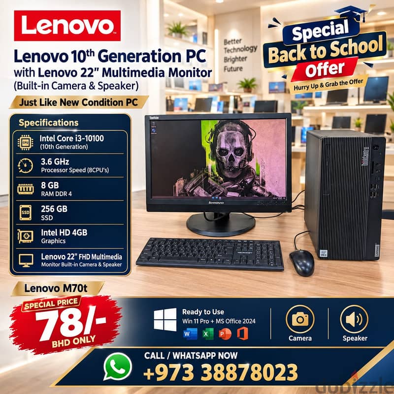 Lenovo 10th Gen Just Like New PC With Lenovo 22" FHD Monitor Built-in 1