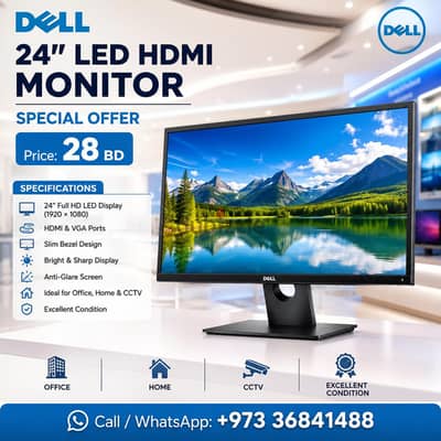 DELL 24" FULL HD LED HDMI MONITOR