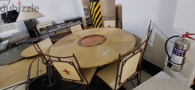 Rustic Farmhouse Round Dining Table Set with 6 Chairs
