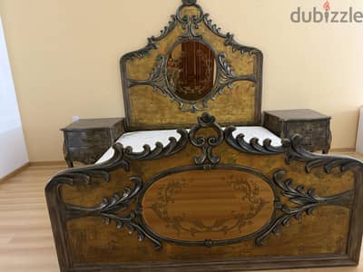 American bed with mattress and 2 side tables 95 BHD