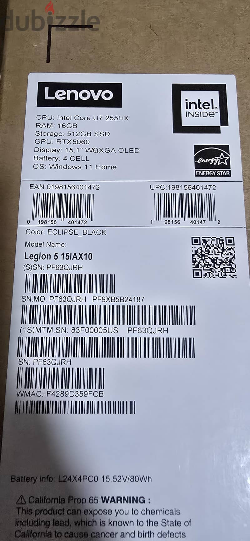 legion 15iax10 RTX 5060 8GB 2