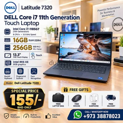 DELL 11th Gen Core i7 Touch Business Laptop 16GB RAM FHD Fingerprint,