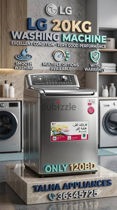 LG 20KG Very Good Washing Machine Excellent Condition Only 120BD
