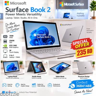 Microsoft Surface Book 2 RAM 16GB 256GB SSD NVIDIA GTX 1060 6GB Grap