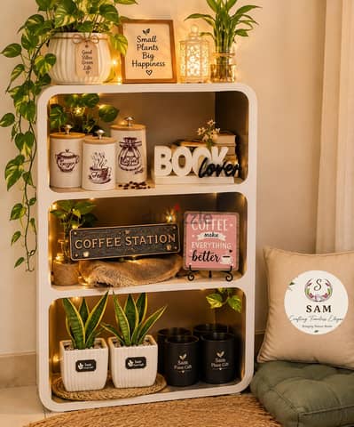 cozy corner setup coffe cornertheme or plant lover or book lover