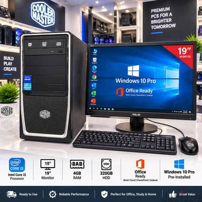 Asus Core i3 Computer Set | 4GB RAM | 320GB HDD Win 10 Pro Office