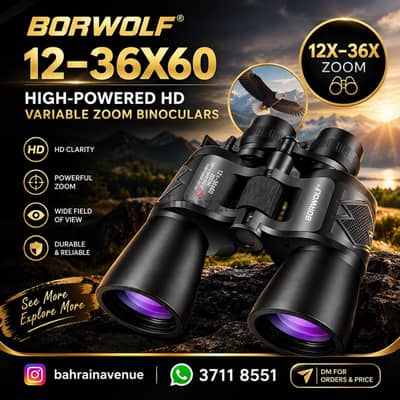 BORWOLF 12-36x60 HD High Power Zoom Binoculars - Brand New