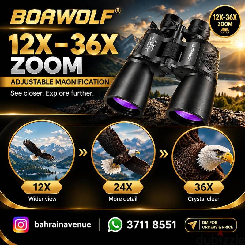 BORWOLF 12-36x60 HD High Power Zoom Binoculars - Brand New 1
