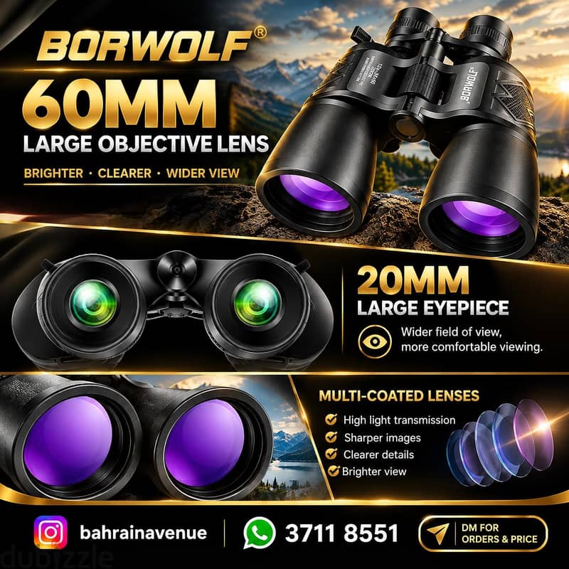 BORWOLF 12-36x60 HD High Power Zoom Binoculars - Brand New 2