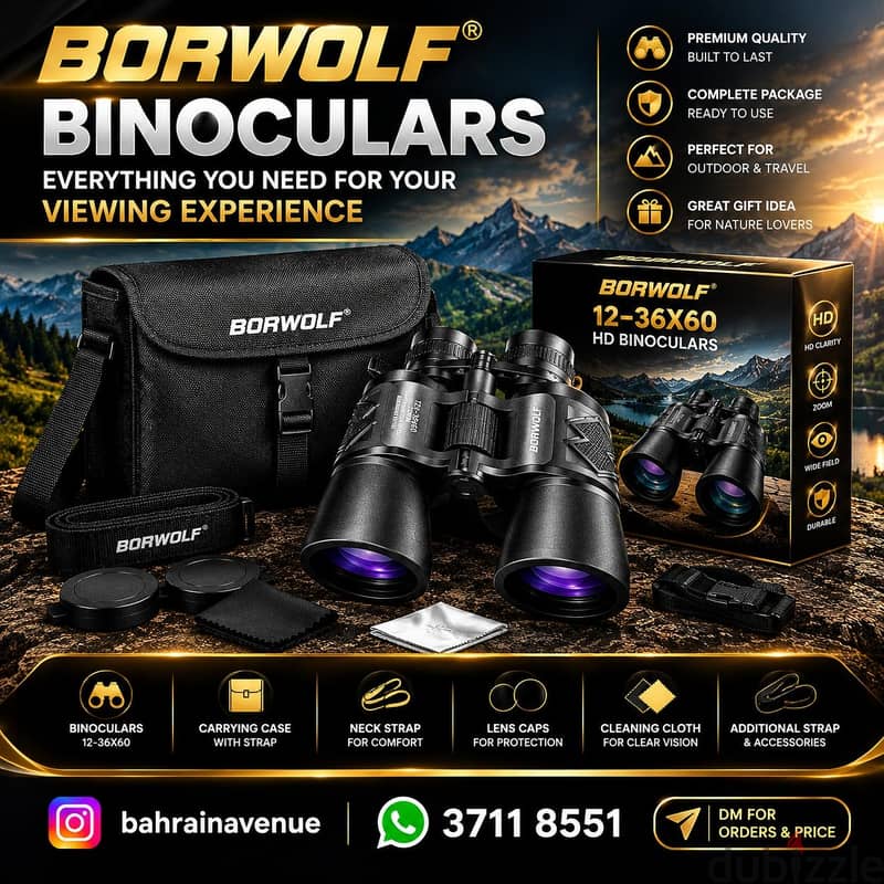 BORWOLF 12-36x60 HD High Power Zoom Binoculars - Brand New 4