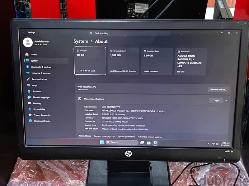 Lenovo 7th Generation Tiny PC AMD E2 DDR4 8GB/128GB SSD 19’’ Monitor 3