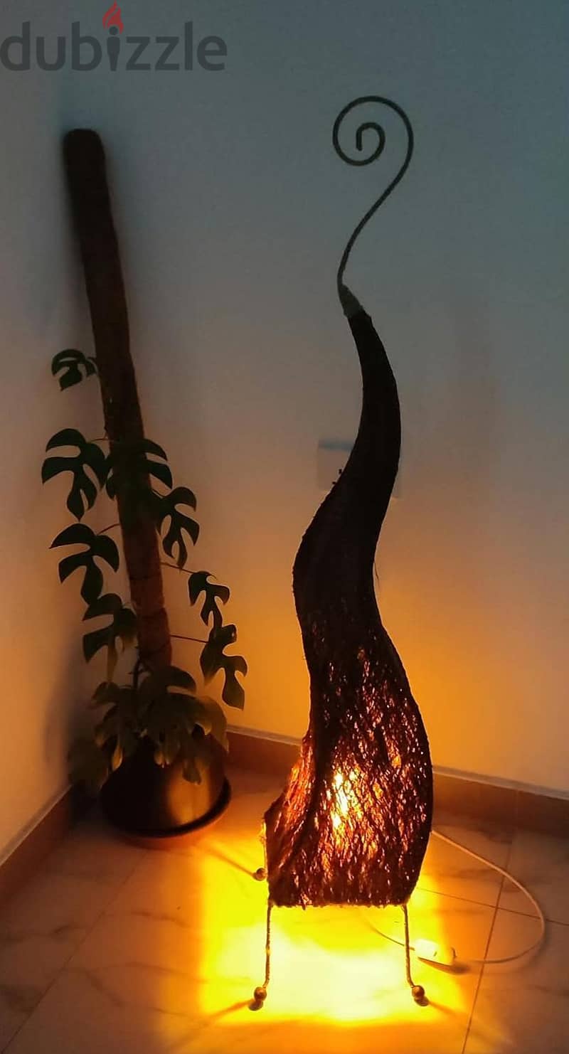 Handcrafted Balinese Bohemian Flame Floor Lamp (Made in Indonesia) 1