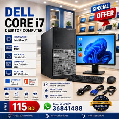 Dell Core i7 Computer Set 16GB RAM 512GB SSD Win 10 Pro Offic 36841488